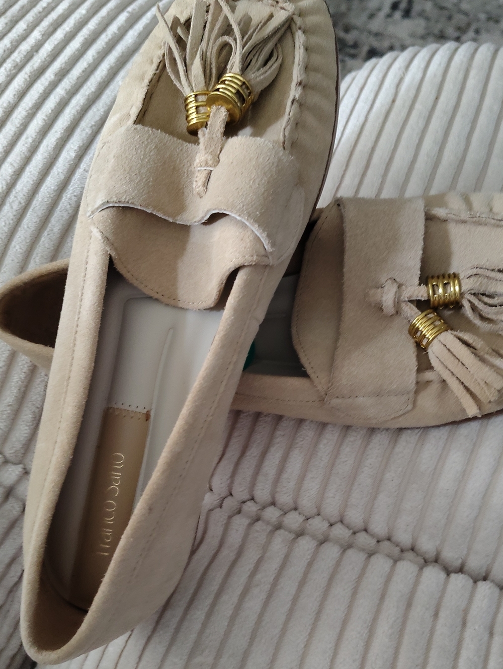 Franco Sarto Taupe Suede Tassel Loafers